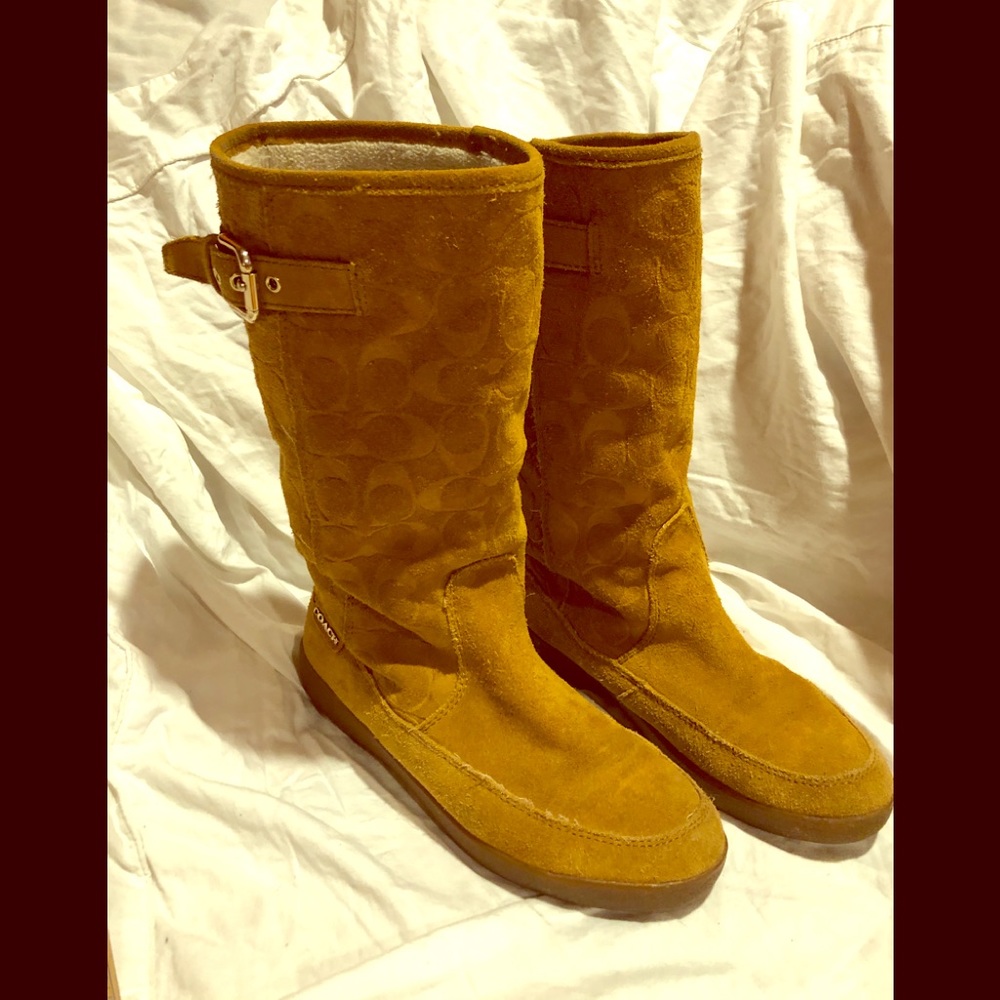 Coach Suede Tanesha midcalf boot fur Lined sz 8B
